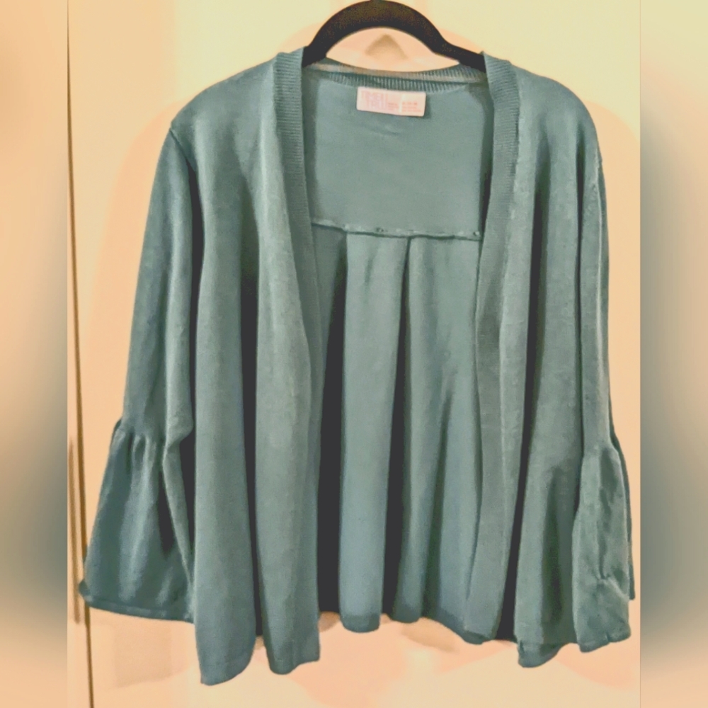Light Blue 3/4 Bell Sleeve Cardigan